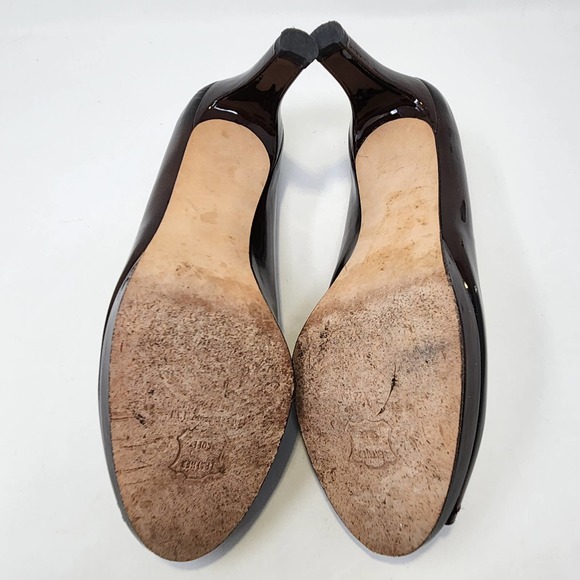 Stuart Weitzman Brown Ombre Patent Leather Peep Toe Pumps Heels Womens 8.5 M - Picture 10 of 11